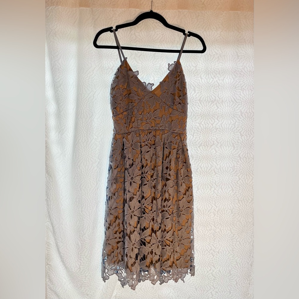 Love...Ady Pale Blue Floral Textured Lace Pleated Fit & Flare Midi Slip Dress